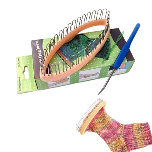 Euyehn Socken-Strickmaschine, Socken-Strickwerkzeuge mit Häkelnadel und Nadel, tragbar, einfacher Strickwebstuhl, Handweben, Häkelwerkzeug-Set für Socken, Mützen, Armwärmer, Schal von Euyehn