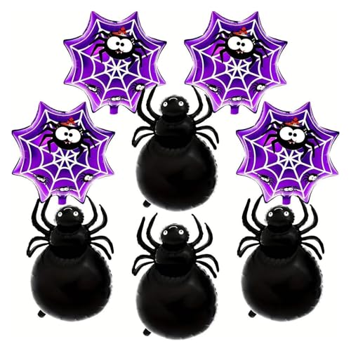 Euyehn Spinnenballon Halloween,Spinnenballon für Halloween - Halloween-Luftballons, Folien-Spinnennetz-Ballon-Sets - Schwarze Folienballons, Halloween-Dekorationsset für gruselige Spukhäuser, von Euyehn