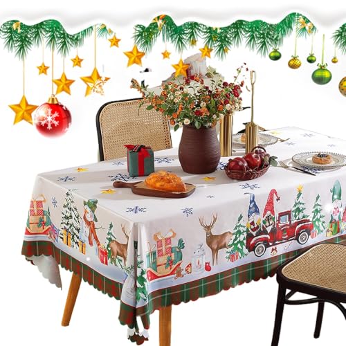 Euyehn Weihnachtstischdecken rechteckig, waschbar, Weihnachtsmann-Tischdecke, Weihnachtsdekoration, Tischdecke für Weihnachtsfeiern, kleines Abendessen, Esstisch von Euyehn