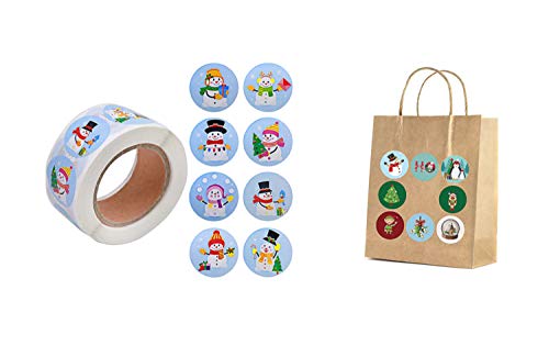 Eva Shop® 500 Stück Weihnachtsaufkleber 25mm Rolle Weihnachtliche Aufkleber Weihnachtssticker Geschenkaufkleber Sticker Winterurlaub Etiketten für Weihnachten Kinder Geschenke Advent Schneemann von Eva Shop