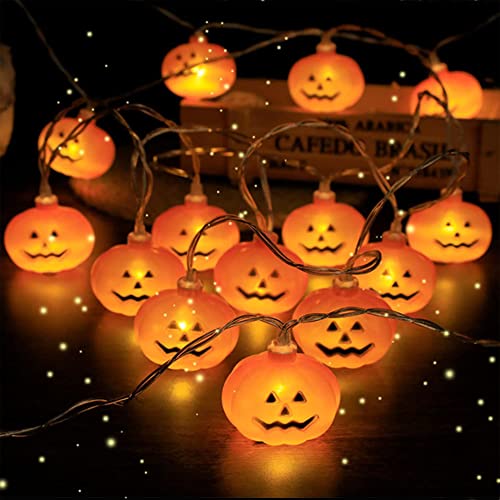 EvaStary Halloween Lichterkette Kürbis, 3 Meter 20 LED Orange Herbst Deko Lichterketten Batterie Innen Außen Wasserfest DIY Lichter mit für Gärten Hause Erntedankfest Weihnachten Party von EvaStary