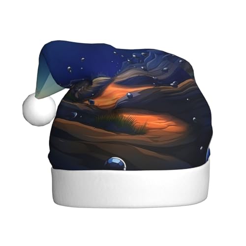 Evanem Weihnachtsmütze mit Animations-Hintergrund, Weihnachtsmütze für Erwachsene, beleuchtete Weihnachtsmütze, Plüsch-Weihnachtsmannmütze für Neujahrsparty und Feiertagsveranstaltung von Evanem