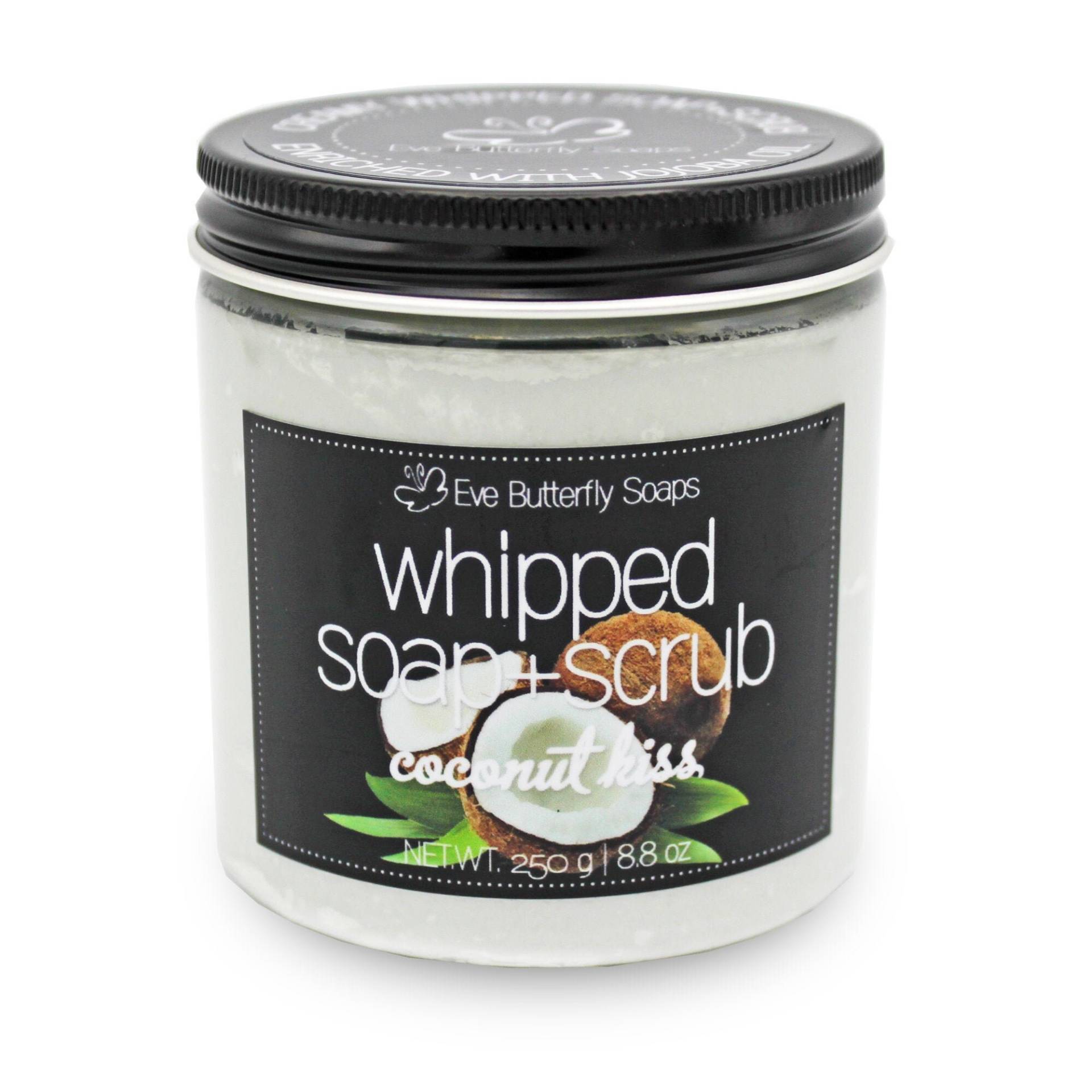 Whipped Soap+Scrub "Coconut Kiss" | Dusch Peeling, Zucker Duft Nach Kokos von EveButterflySoaps