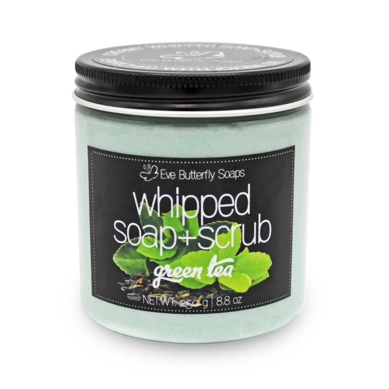 Whipped Soap+Scrub "Green Tea" | Dusch Peeling, Zucker Duft Nach Grünem Tee Und Zitrusnoten von EveButterflySoaps