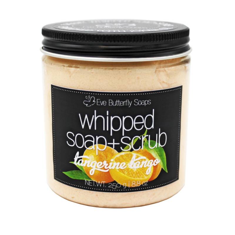 Whipped Soap+Scrub Tangerine Tango - Cremeseife Mit Peeling | Dusch Peeling, Zucker Mandarinen Duft von EveButterflySoaps