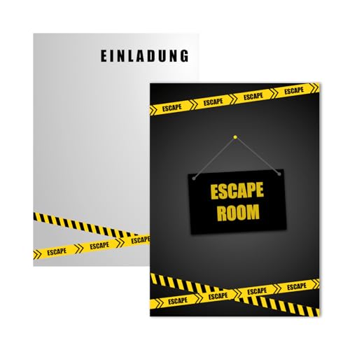 EventBoxx 12 x Escape Room Einladung mit o. ohne Partytüten | Escape Game Party Einladungskarten Kindergeburtstag Mädchen, Jungen | Das Geburtstags-Abenteuer beginnt (Einladungen) von EventBoxx