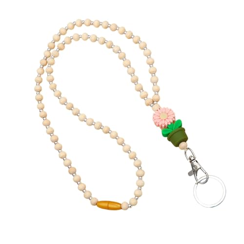 Eventerde Lehrer-Lanyard mit Ausweishalter, Holzperlen-Lanyards für Frauen,Blumen-Abzeichenhalter, Schlüssel, Brillenketten | Süßes Mode-Lehrer-Schlüsselanhänger-Lanyard für von Eventerde