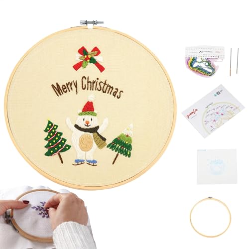 Eventerde Weihnachts-Stickset,Stickset Weihnachten,Winter-Stickset, Weihnachts-Nadelspitzen-Sets - Weihnachtsstickmuster, Kindersticksets für Anfänger, Kinder, Wohnzimmer- und Schlafzimmerdekoration von Eventerde