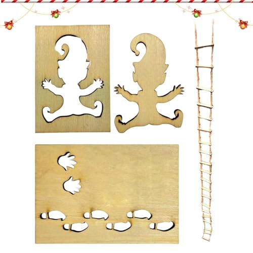 Eventerde Wichtelschablone Fußabdrücke - Gnome Stencil Footprints Set, Weihnachtselfen Fußabdruck Schablonen, Wichteltür Zubehör Weihnachtswichtel Elf, Weihnachten Wichtel Schablone von Eventerde