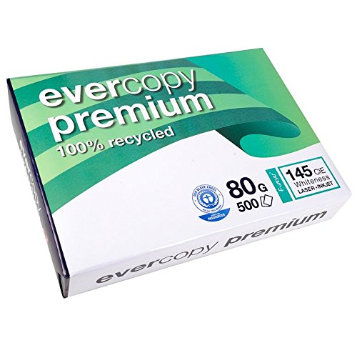 Evercopy Karton 2500 Blatt Papier 80 g A4 210 x 297 mm Engel zertifiziert blau Premium weiß von Evercopy