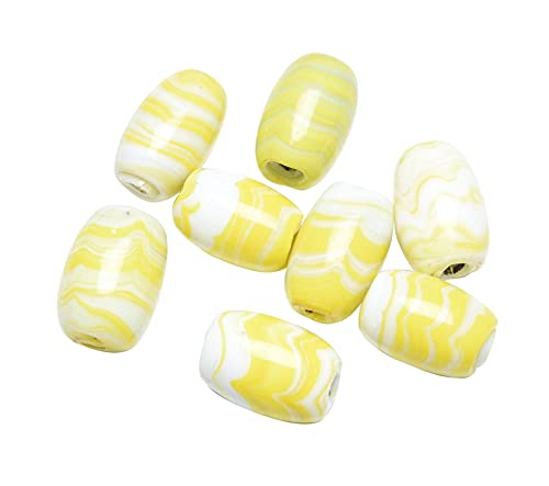 Evercrafting weiße und gelbe Farbe Ovale Form Ofen Glasperlen für Schmuckherstellung, Halskette, Armband, Ohrring, Perlen und Kunsthandwerk 50 Stück von Evercrafting
