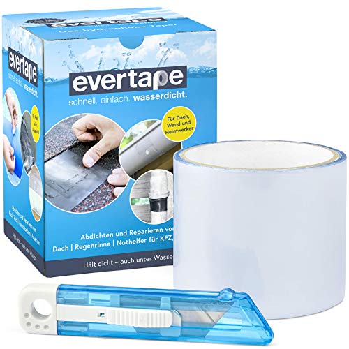 Everfix Evertape Reparatur Klebeband, Reparaturset, wasserdicht, Set zum Abdichten und Reparieren - auch auf nasser Fläche und unter Wasser verwendbar (7,5 cm x 100 cm) transparent von Everfix