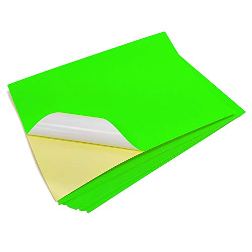 Evergreen Goods 10 A4 Bögen Neongrün Fluoreszierend Farbe Selbstklebend Stickerpapier | Laser Bedruckbar Scherenschnittpapier | Ideal Für Marker Zur Herstellung Von Fetten Zeichen von EVG