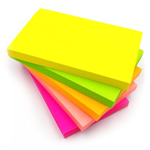 12 Haftnotizen groß in Leuchtenden Farben | 76mm x 127mm 3" x 5" 100 Blatt/Block | Klebezettel Groß | Moderationskarten Selbstklebend | Sticky Notes von EVG