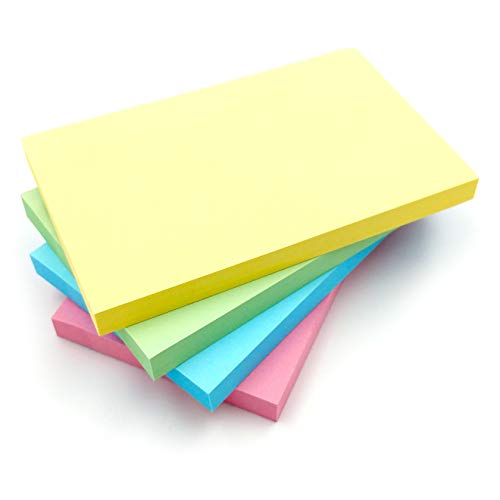 Evergreen Goods 8x Haftnotizen Pastell | Abnehmbare selbstklebende Haftnotizen in den Farben Gelb, Grün, Blau, Rosa | 76mm x 127mm 3 "x 5" 100 Blatt pro Notizblock für Erinnerungen, Notizen, Notizen von EVG