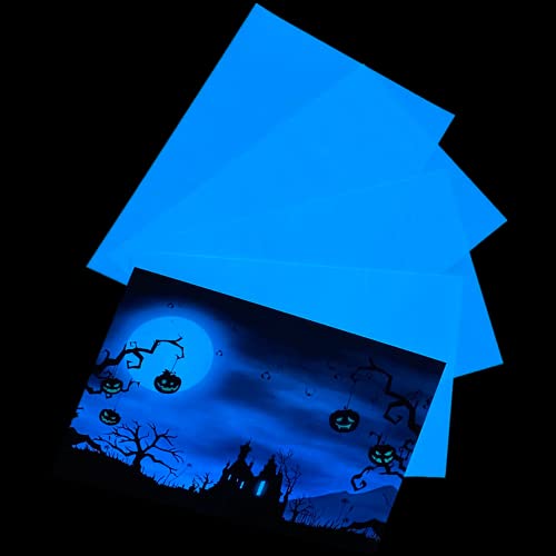 Everyglow Leuchtendes Fotopapier, leuchtendes Druckpapier, nachleuchtendes Tintenstrahldruckpapier, Vnyl für Bilder, Halloween, A4, Himmelblau, leuchtend, 21 x 29,7 cm, 5 Stück von Everyglow