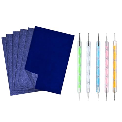 Evliery Carbon-Transferpapier mit PräGestift-Werkzeug, 200 Blatt, Graphit-Transferpapier zum Durchzeichnen, Blau (8,3 X 11,5) von Evliery