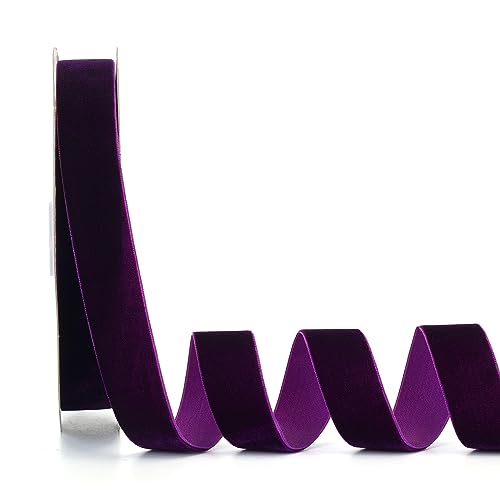 Ewaymado Violettes Samtband, 2,5 cm x 20 m, ideal für Geschenkverpackungen, Haarschleifen, Weihnachten, Hochzeits-Party-Dekoration (2,5 cm lila) von Ewaymado