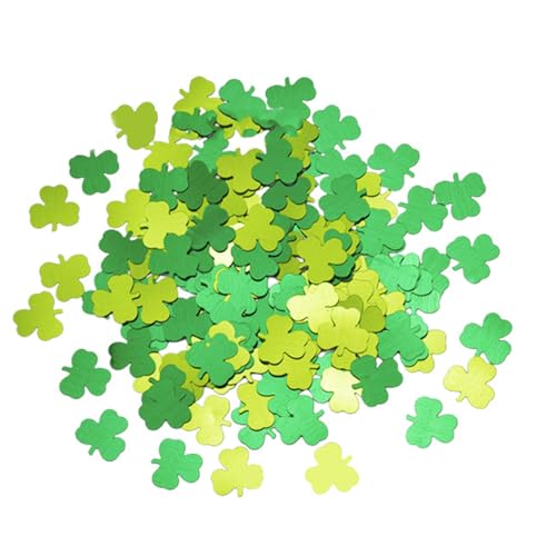 St. Patricks Day Dekorationen Pailletten Konfetti – 30 g vierblättriges Kleeblatt Tischkonfetti grünes Kleeblatt-Konfetti für St. Patricks Day Hochzeit Geburtstag Party Supplies Glücksgeschenke von Ewlpi