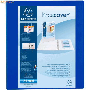 10 x Exacompta Präsentationsringbuch Kreacover A4 40mm 2 Ringe blau von Exacompta