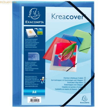 25 x Exacompta Eckspannmappe Kreacover A4 PP 500my transparent blau von Exacompta