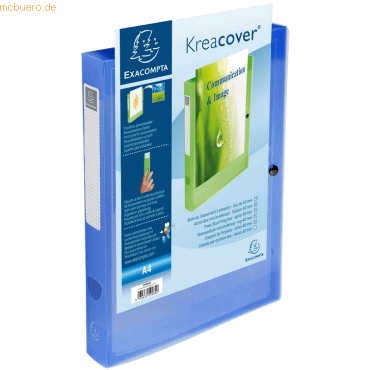 5 x Exacompta Sammelbox Kreacover 40mm PP transparent blau von Exacompta