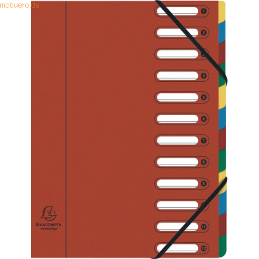 Exacompta Ordnungsmappe A4 12 Fächer Karton rot von Exacompta