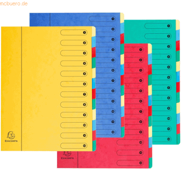 6 x Exacompta Ordnungsmappe A4 12-teilig farbig sortiert von Exacompta