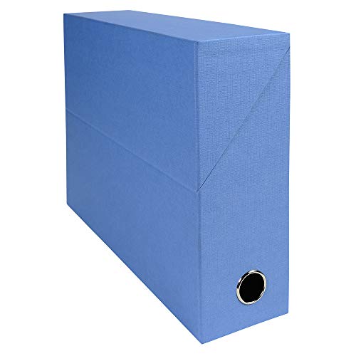 Exacompta 89522E Premium Transferbox aus Leinwandpapier 9cm Rückenbreite mit Griffloch DIN A4 hellblau ideale Transportbox und perfekt geeignet für die sichere Aufbewahrung Ihrer Ordner von Exacompta