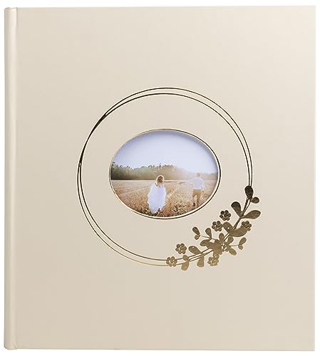 EXACOMPTA - Ref. 16733E – Fotoalbum Ringflower Latté – 300 Fotos – 60 weiße Seiten – Format 29 x 32 cm – Einband mit Papier in PU-Optik und Fenster zur Personalisierung von Exacompta