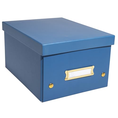 EXACOMPTA - Ref. 62252E – 1 Aufbewahrungsbox Neo Déco – aus Karton – flach verpackt – einfacher Aufbau dank Druckknöpfen – Format A5 – Maße 20 x 26 x 15 cm – Farbe Blau von Exacompta