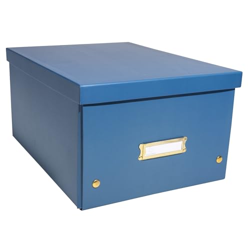 EXACOMPTA - Ref. 62352E – 1 Aufbewahrungsbox Neo Déco – aus Karton – flach verpackt – einfacher Aufbau dank Druckknöpfen – Format A4 – Maße 27 x 36 x 20 cm – Farbe Blau von Exacompta