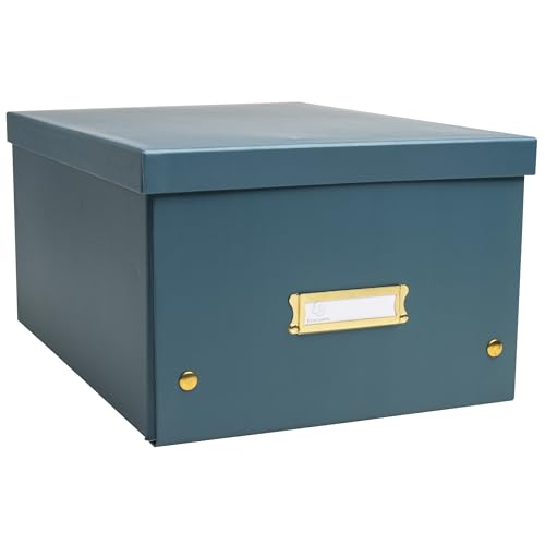 EXACOMPTA - Ref. 62353E – 1 Aufbewahrungsbox Neo Déco – aus Karton – flach verpackt – einfacher Aufbau dank Druckknöpfen – Format A4 – Maße 27 x 36 x 20 cm – Farbe Entenblau von Exacompta