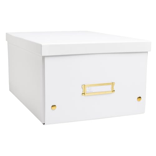 EXACOMPTA - Ref. 62358E – 1 Aufbewahrungsbox Neo Déco – aus Karton – flach verpackt – einfacher Aufbau dank Druckknöpfen – Format A4 – Maße 27 x 36 x 20 cm – Farbe Weiß von Exacompta