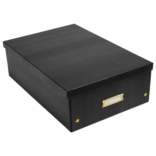 EXACOMPTA - Ref. 62451E – 1 Aufbewahrungsbox Neo Déco – aus Karton – flach verpackt – einfach zu montieren dank Druckknöpfen – Format A3 – Maße 33 x 50 x 18 cm – Farbe: Schwarz von Exacompta