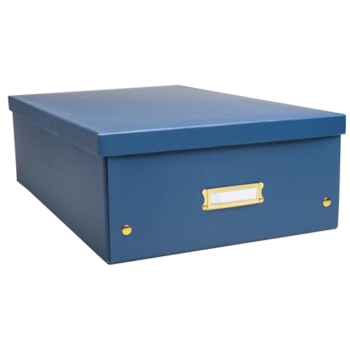 EXACOMPTA - Ref. 62452E – 1 Aufbewahrungsbox Neo Déco – aus Karton – flach verpackt – einfacher Aufbau dank Druckknöpfen – Format A3 – Maße 33 x 50 x 18 cm – Farbe Blau von Exacompta