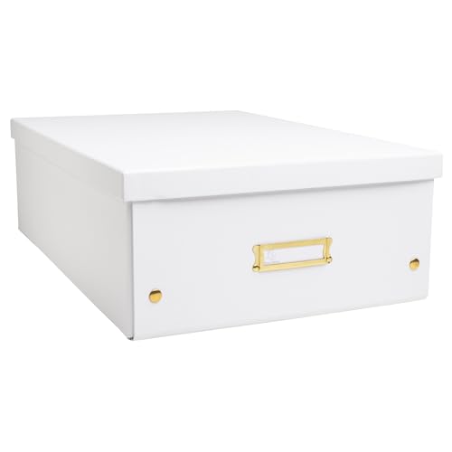 EXACOMPTA - Ref. 62458E – 1 Aufbewahrungsbox Neo Déco – aus Karton – flach verpackt – einfacher Aufbau dank Druckknöpfen – Format A3 – Maße 33 x 50 x 18 cm – Farbe Weiß von Exacompta