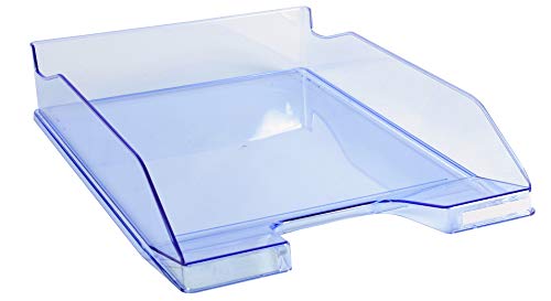 Exacompta 113210D 6er Pack Premium Briefablage aus Kunststoff DIN A4. Ideale Briefkörbe für Ihre Organisation. Robuste und stapelbare Ablagekörbe Blauer Engel eisblau transparent von Exacompta