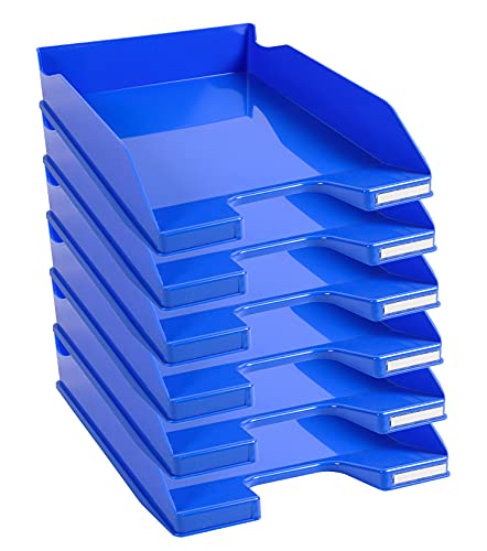 Exacompta 113279D 6er Pack Premium Briefablage Combo Midi DIN A4. Ideale Briefkörbe für Ihre Organisation. Robuste und stapelbare Ablagekörbe eisblau glossy von Exacompta