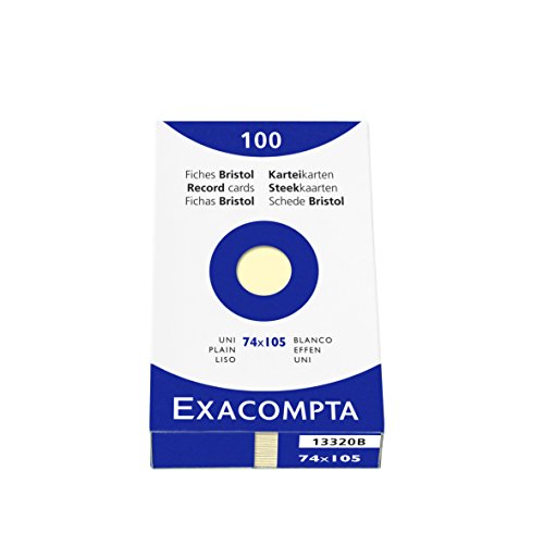 Exacompta 13320B Packung (mit 100 Karteikarten, DIN A7, 74 x 105 mm, blanko, ideal für die Schule) 1er Pack gelb von Exacompta