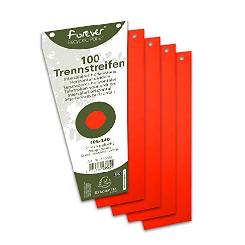 Exacompta 13565B 100er Pack Karton-Trennstreifen. Trapezform orange. Für eine übersichtliche Anblage Ihrer Dokumente. Trennlaschen Trennblätter Ordner Register Blauer Engel von Exacompta