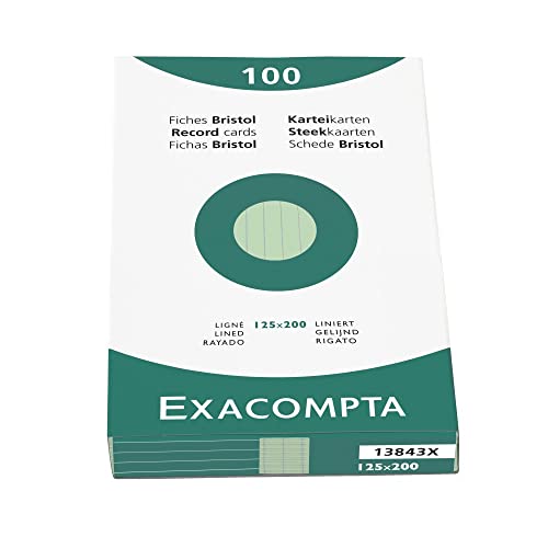 Exacompta 13843X Karteikarten (205q/qm Karton, holzfrei, 125 x 200 mm, liniert, ungelocht) 100er Pack grün von Exacompta