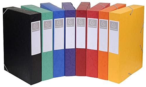 Exacompta 16000H Premium Sammelbox mit Gummizug 60 mm aus extra starkem Colorspan-Karton mit Rückenschild für DIN A4 Archivbox Heftbox Dokumentenbox Zeichenbox Sammelmappe 1 Stück Zufallsfarbe von Exacompta