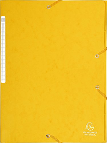 Exacompta 17106H 1 Mappe mit Gummizug Maxi capacity 3 Klappen aus Glanzkarton Maße 24 x 32 cm für Dokumente im Format A4 Farbe Gelb von Exacompta