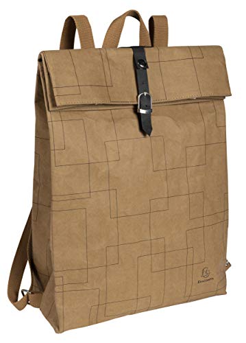 Exacompta 17640E Premium Rucksack Eterneco mit 15" Laptopfach wasserabweisend aus pflanzlichen und veganen Materialien ideal für Schule, Uni und Arbeit Kunstlederoptik braun von Exacompta