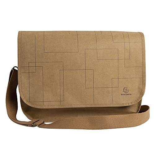 Exacompta 17650E Premium Tasche Eterneco mit 15" Laptopfach und Gurt wasserabweisend aus pflanzlichen und veganen Materialien ideale Umhängetasche für Schule, Uni und Arbeit Kunstlederoptik braun von Exacompta