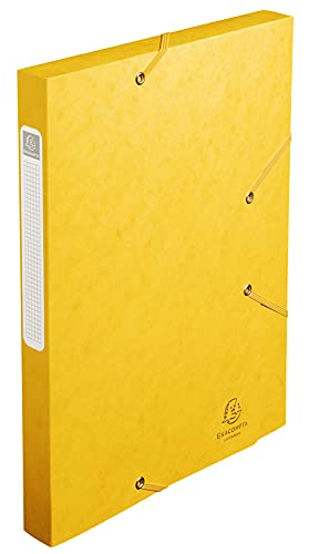 Exacompta 18506H 25er Pack Premium Sammelboxen mit Gummizug 25 mm breit aus extra starkem Colorspan-Karton mit Rückenschild für DIN A4 Archivbox Heftbox Dokumentenbox Zeichenbox Sammelmappe gelb von Exacompta