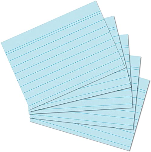 Exacompta 38082B 100er Pack Premium Karteikarten liniert DIN A8 ideal für die Schule, zum Lernen von Vokabeln und passend zur Bunnybox Lernkartei 55 x 74 mm blau von Exacompta