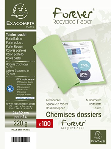 Exacompta 410002E Packung (mit 100 Aktendeckeln Forever, aus Recycling Karton 250 g, DIN A4, 21 x 29,7 cm) sand von Exacompta