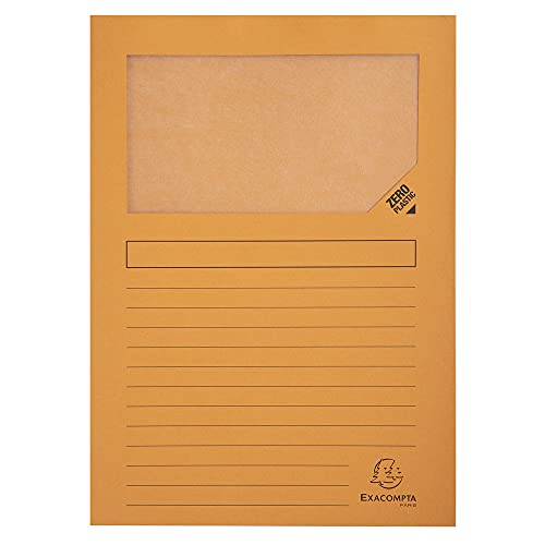 Exacompta 50104E Fenstermappen Packung, 100 Stück, mit Organisationsdruck aus Recycling-Karton 120 g, forever, Din A4, orange von Exacompta